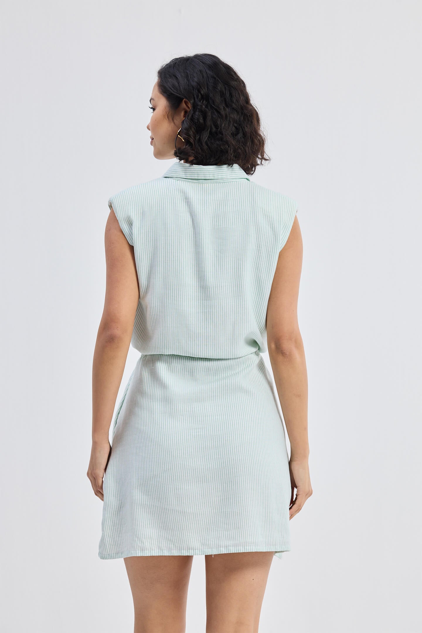 Drawstring Shirt Dress in Stripes - Lukas shop %
