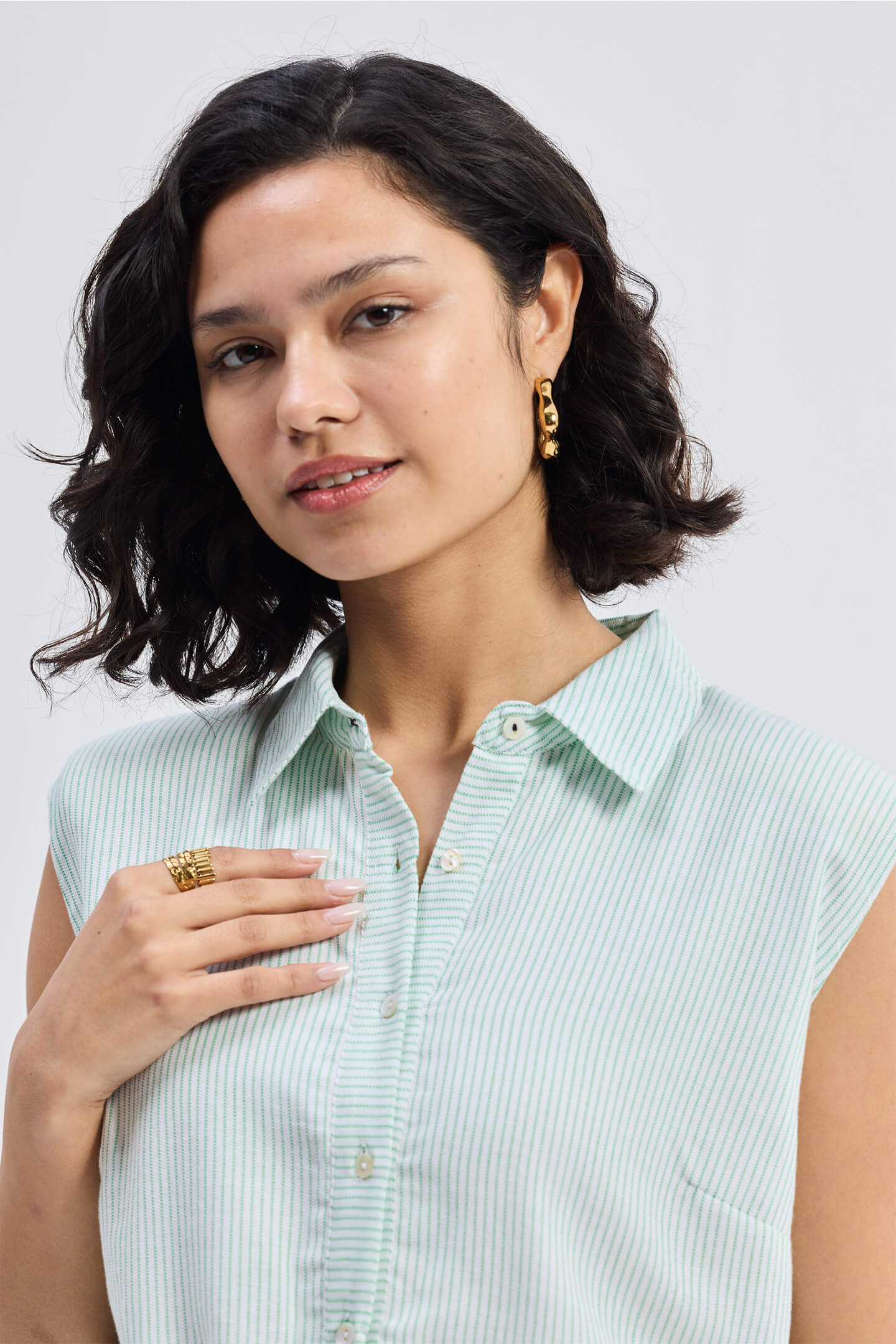 Drawstring Shirt Dress in Stripes - Lukas shop %