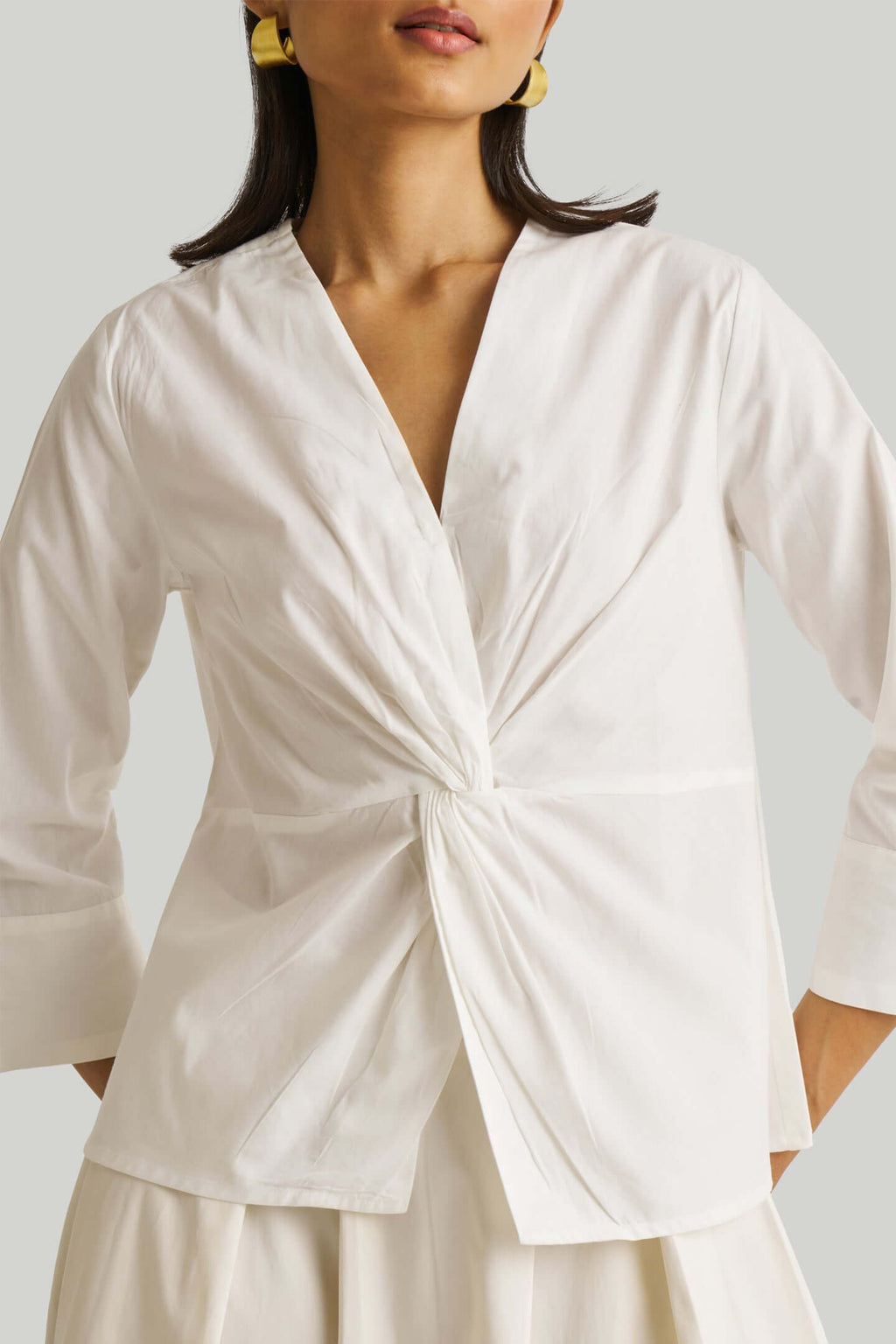 Front Twist Top in White - Lukas shop %
