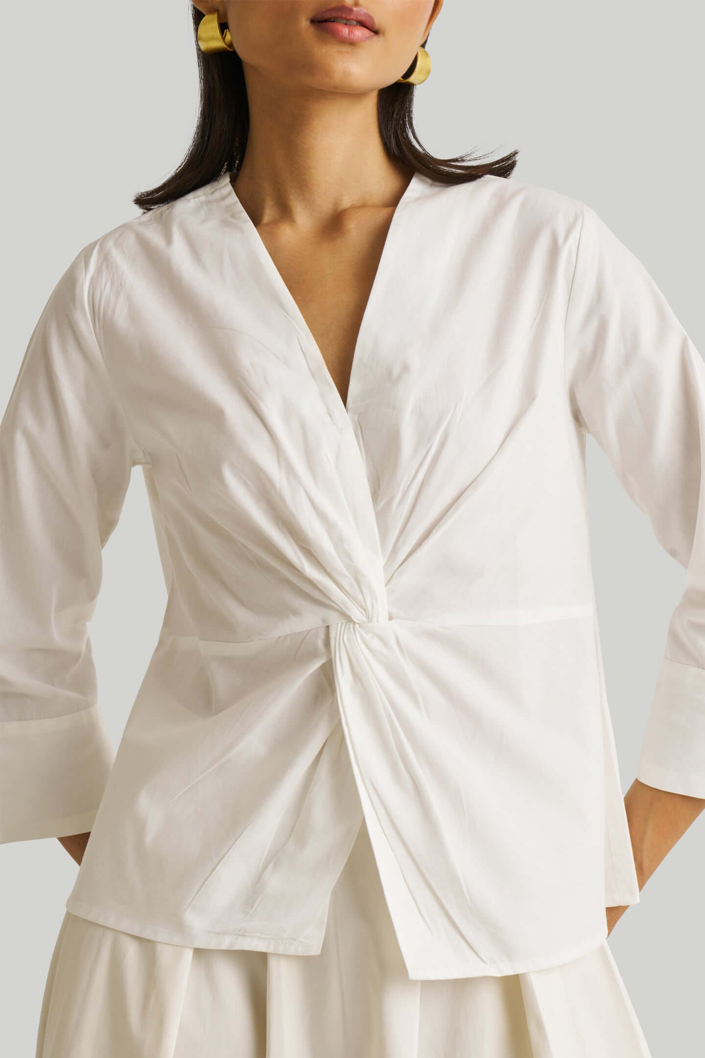 Front Twist Top in White - Lukas shop %