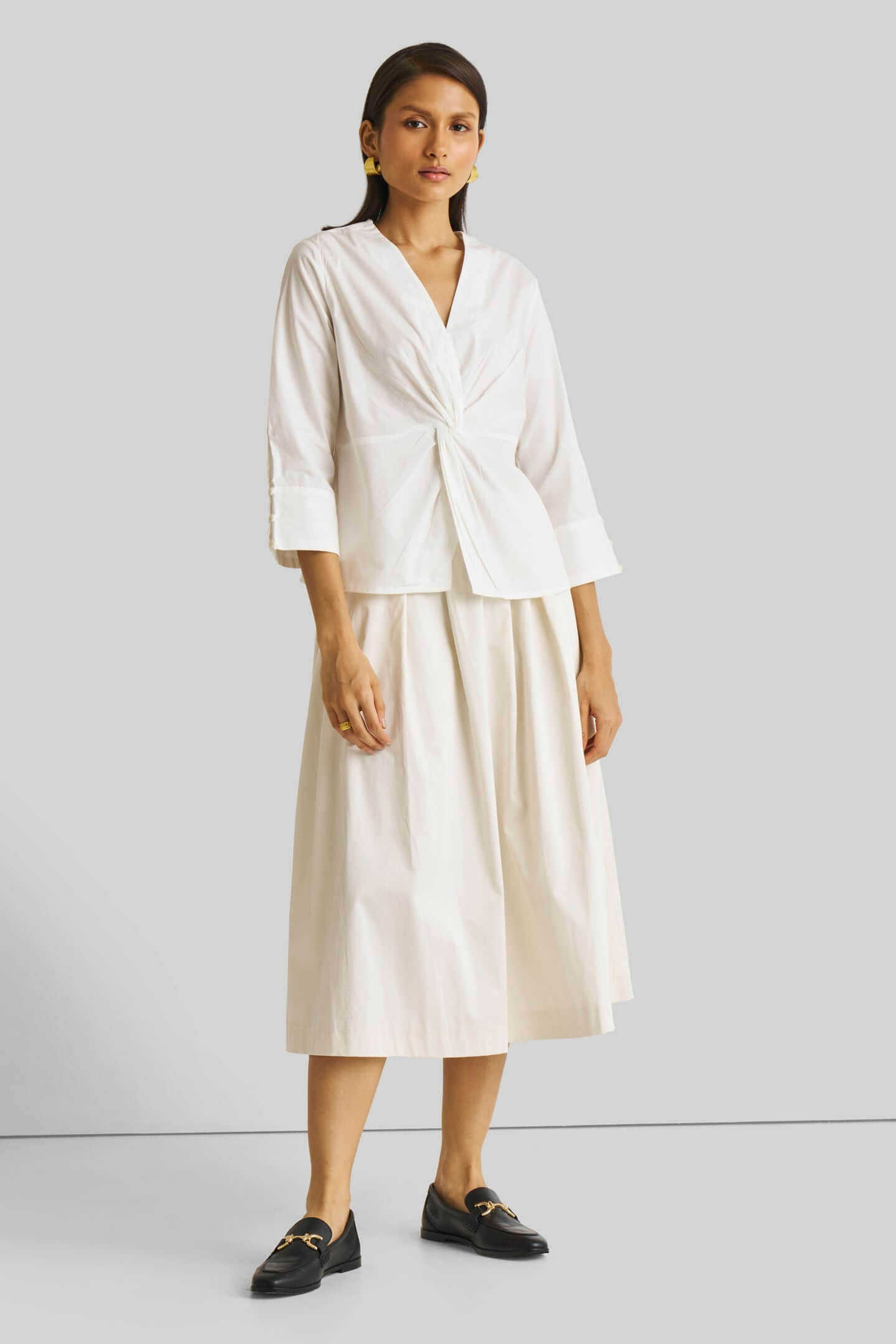 Front Twist Top in White - Lukas shop %