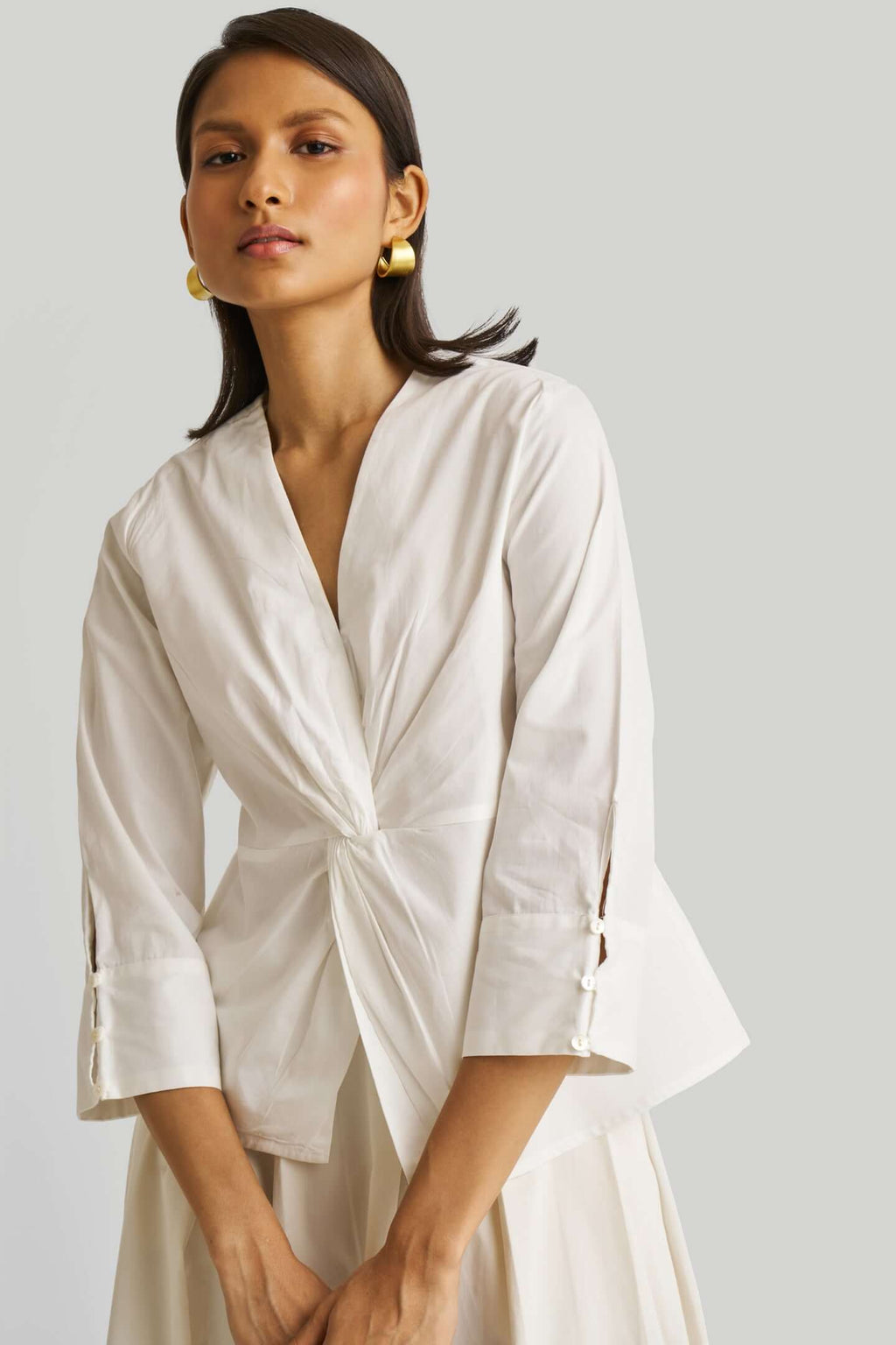 Front Twist Top in White - Lukas shop %
