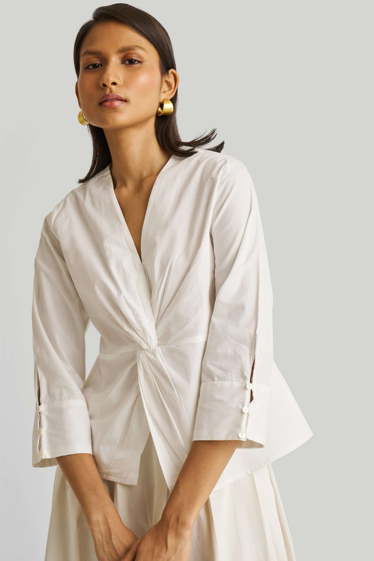 Front Twist Top in White - Lukas shop %