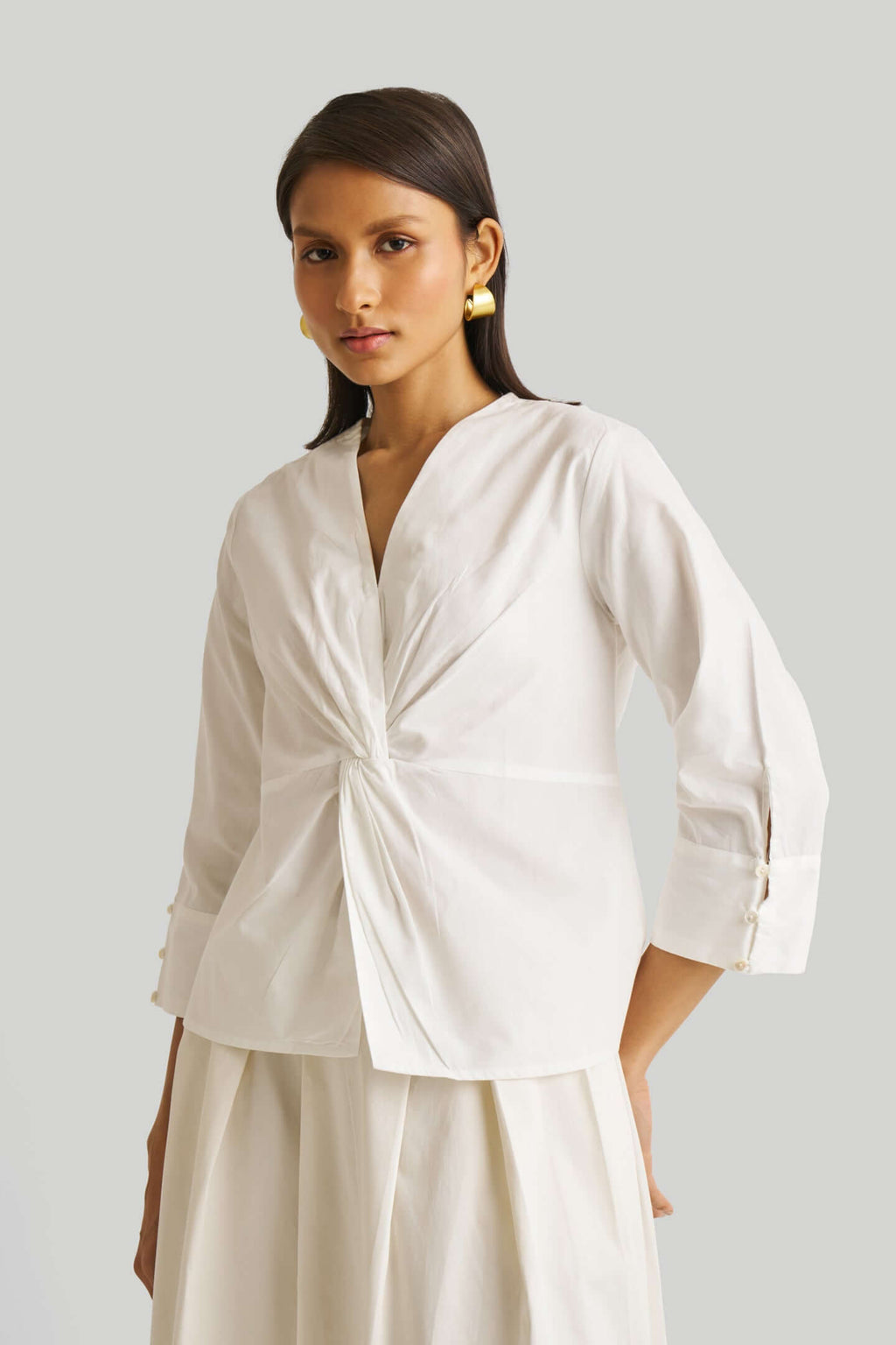 Front Twist Top in White - Lukas shop %