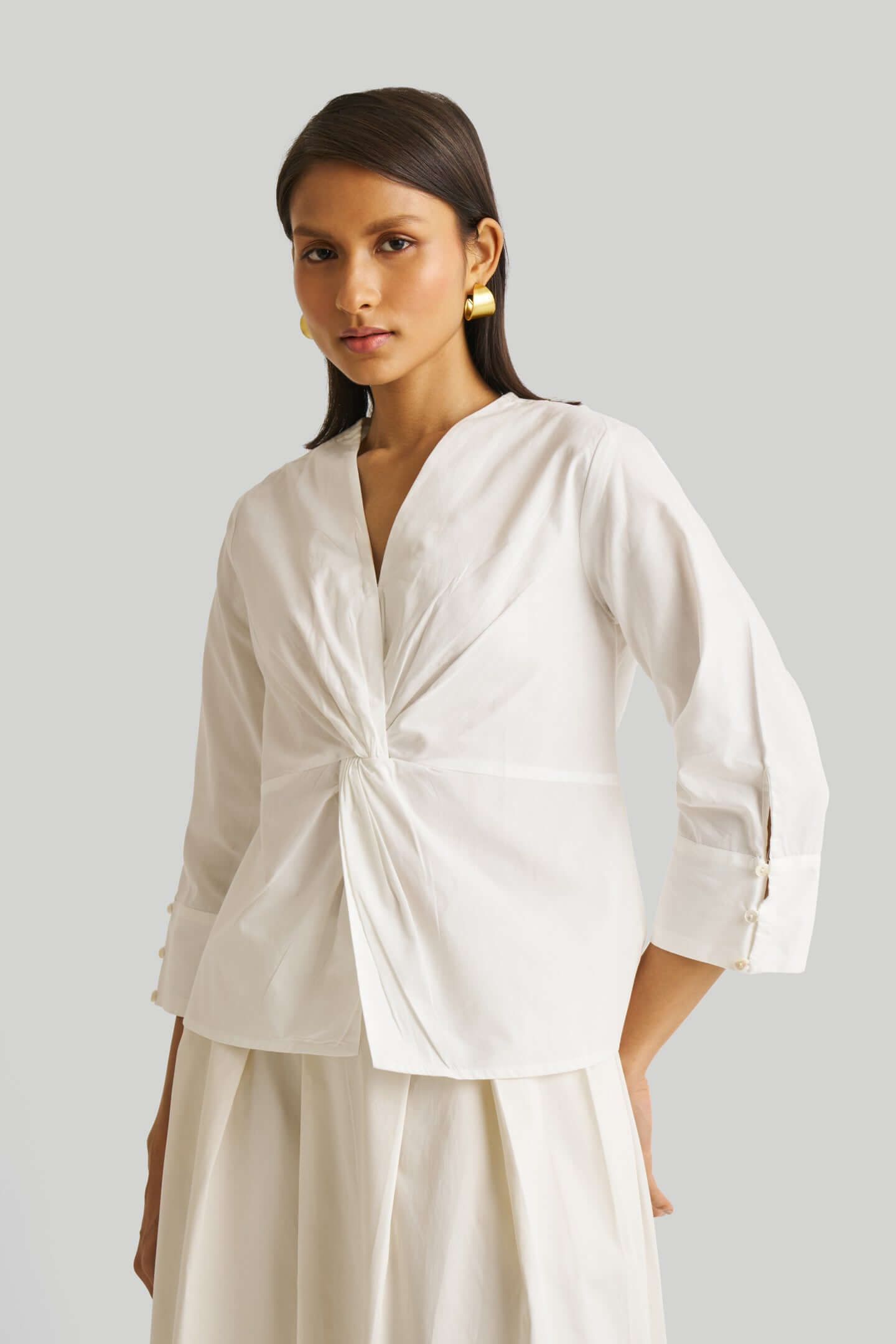 Front Twist Top in White - Lukas shop %