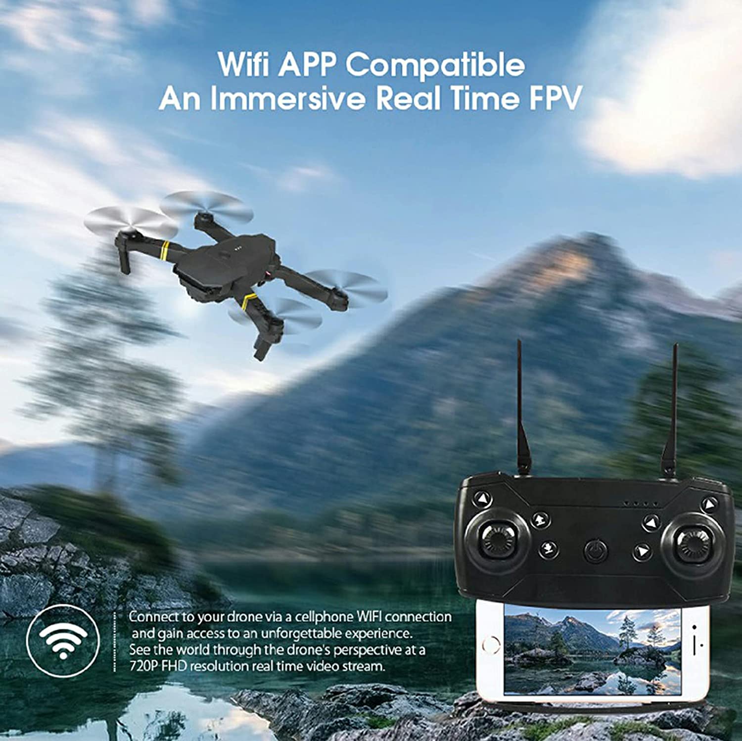 4K HD Dual Camera RC FPV WiFi Portable Wide Angle Foldable Quadcopter Drone - Lukas shop %