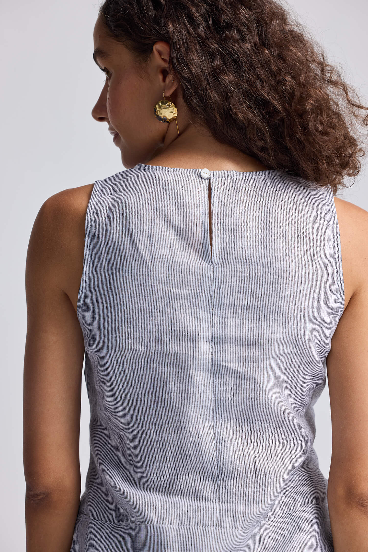 Front - tie Top in Linen Stripes - Lukas shop %