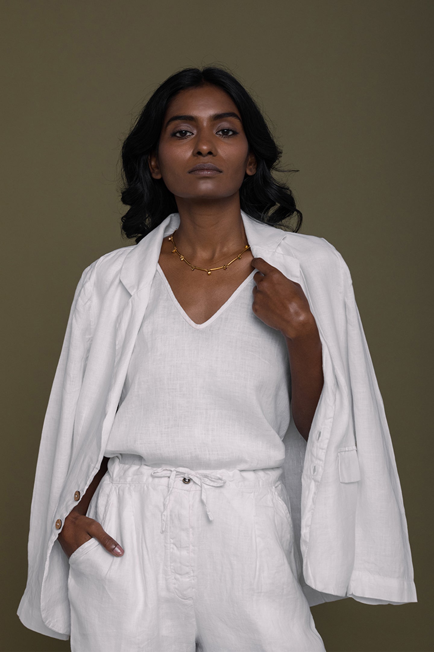 Hemp Three Piece Set in White - Lukas shop %