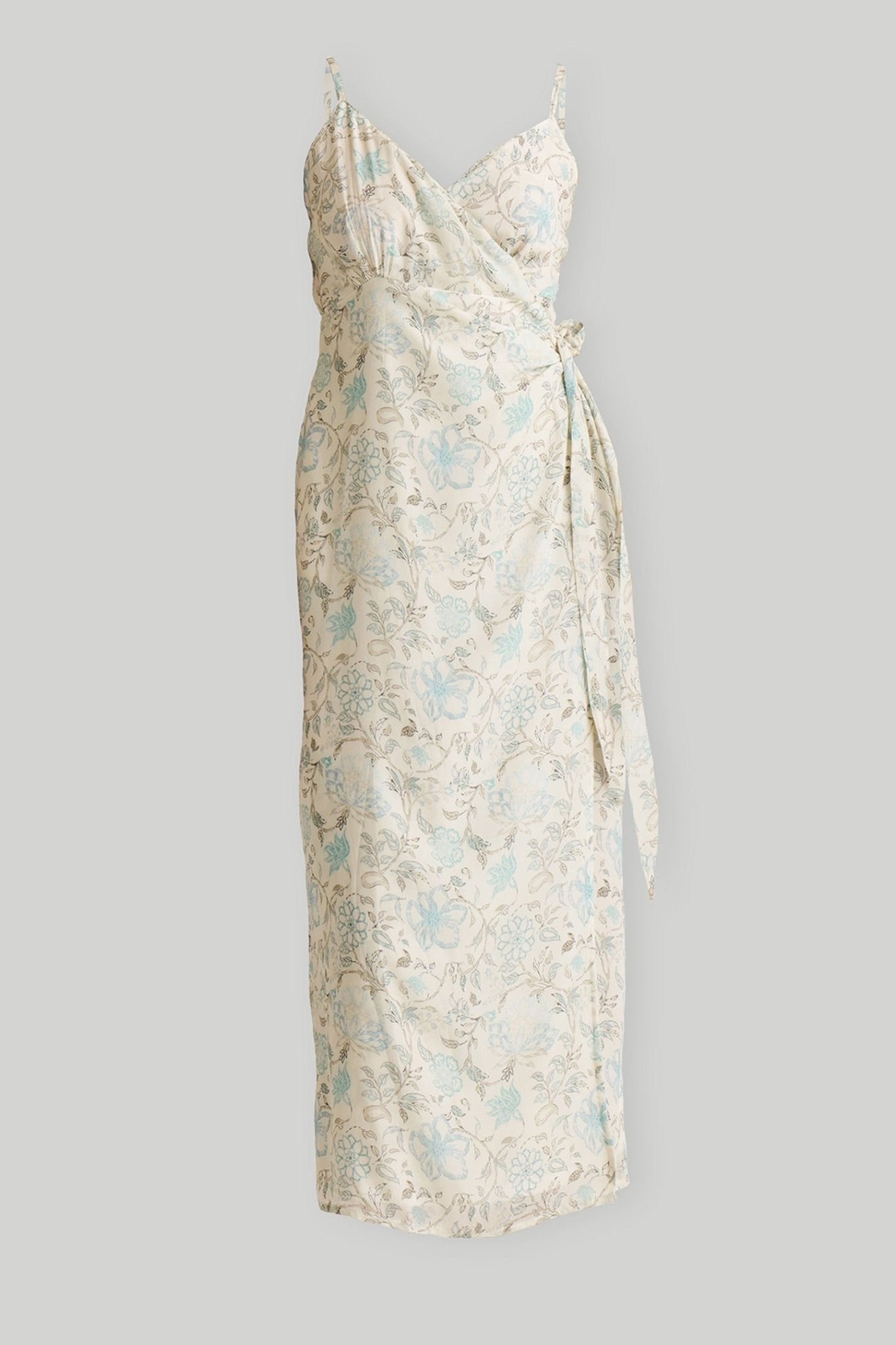 Strappy Wrap Dress in Blue Florals - Lukas shop %