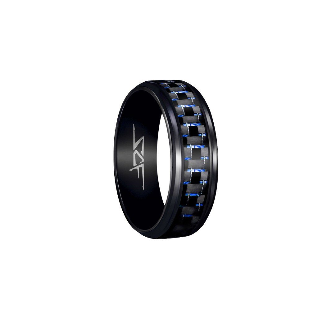 Blue Lace Real Carbon Fiber Ring | Black | Slate Series - Lukas shop %